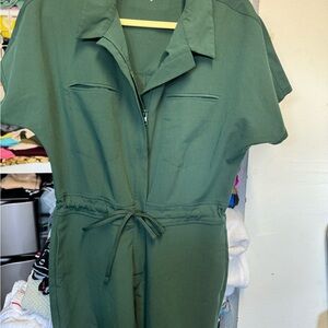 Forest Green scrub Jumpsuit with Waist Tie